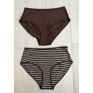 PACT Organic Cotton High-Rise Hipster Panties 2 Pack Sz L Multicolor